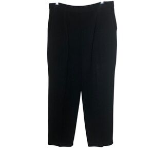 St. John Basics Santana Knit Black Wide Leg Pants Size 12 Ankle Wool Luxury